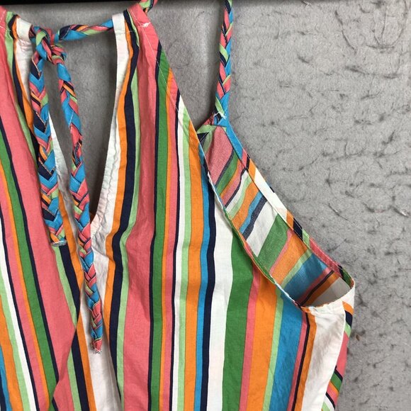 Red Camel Top Womens Large Rainbow Stripes Halter Babydoll Y2K Retro Summer - Picture 15 of 16